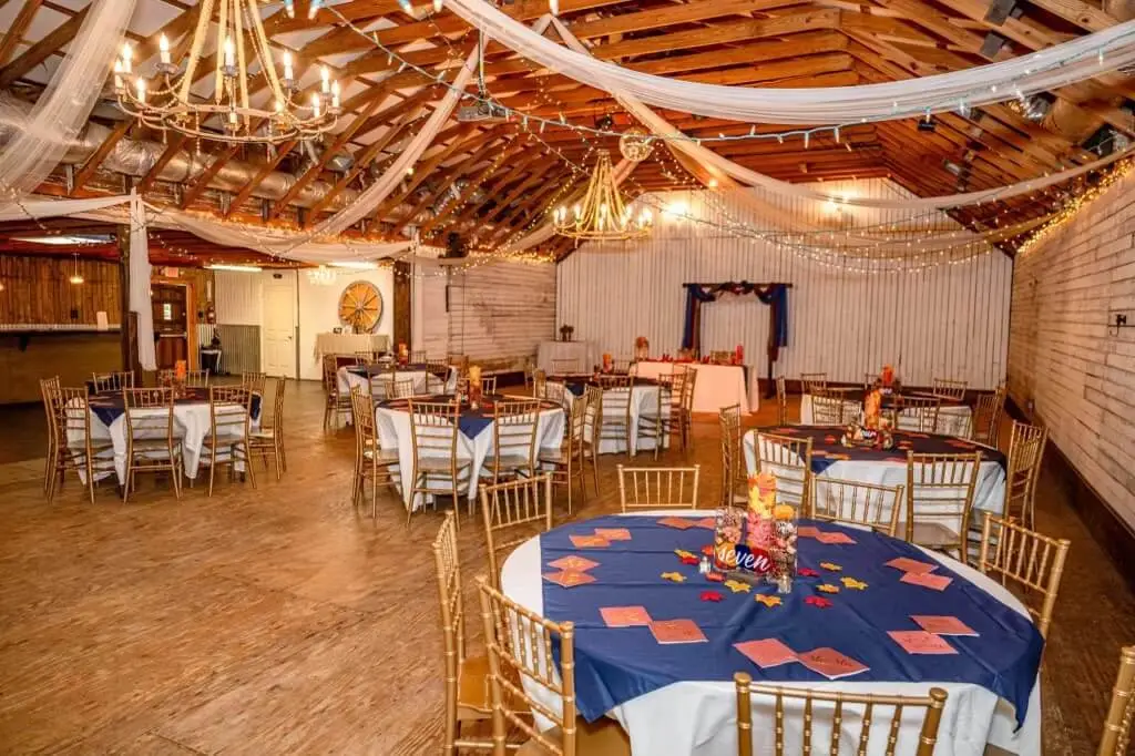 indoor baby shower venue setup at 1881 Occasions in Hilliard, FL