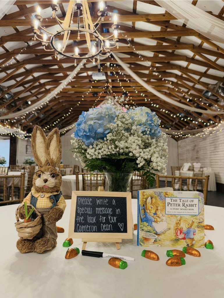 baby shower gift table display at 1881 Occasions in Hilliard, FL