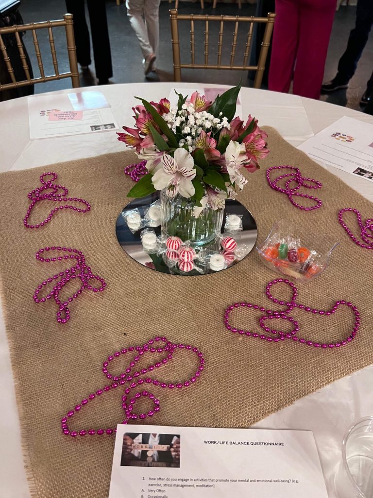 corporate event table setup at 1881 Occasions in Hilliard, FL